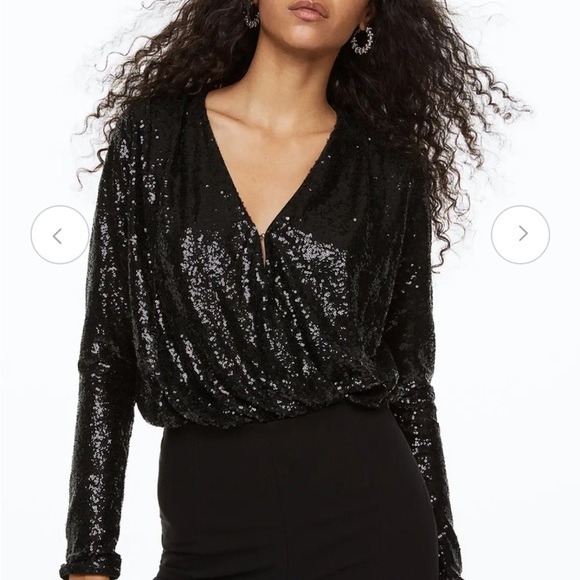H&M Tops - H&M Shimmering Black Sequin Blouse